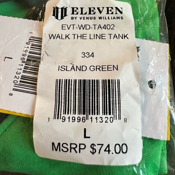 NWT EleVen Venus Williams Green Navy Trim V Neck Tank Top Cut Out Back - Size M - Picture 5 of 9